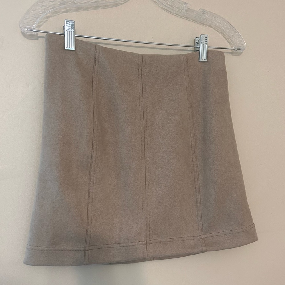 Shinestar Elegant Tan Suede Skirt